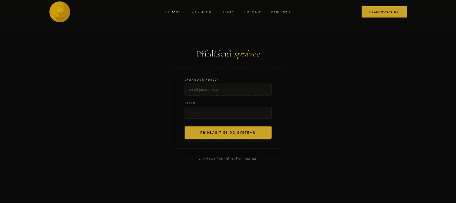 Přihlašovací administrace webu Élise de Lune